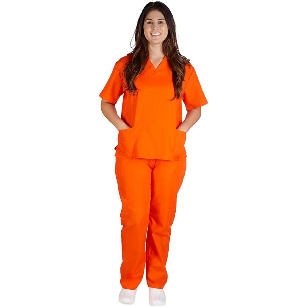 imageNATURAL UNIFORMS Womens Scrub Set Medical Scrub Top and Pants XXLarge Orange