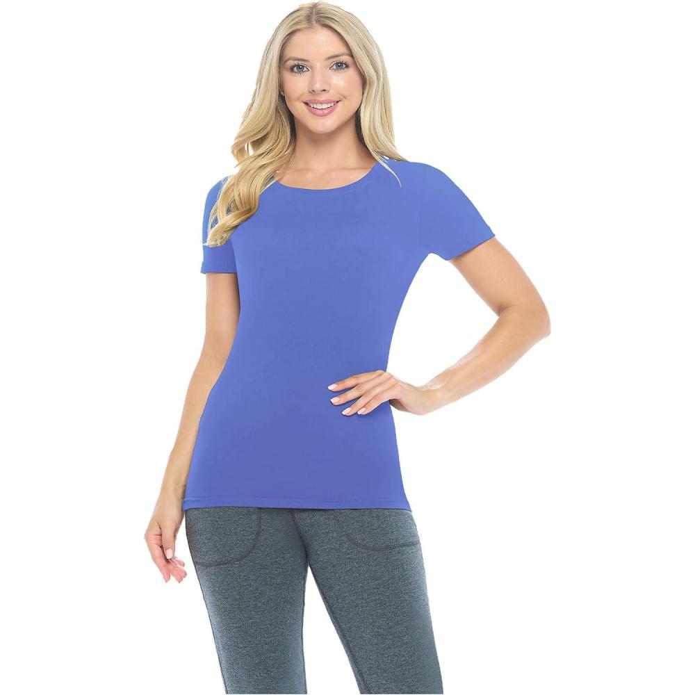 imageNatural Uniforms Womens Short Sleeve Underscrub TShirt Cotton Blend Scrub Base Layer for Nurses amp Medical ProfessionalsCeil Blue