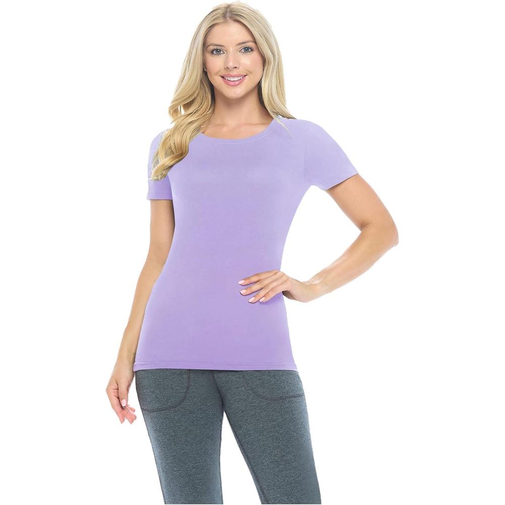 imageNatural Uniforms Womens Short Sleeve Underscrub TShirt Cotton Blend Scrub Base Layer for Nurses amp Medical ProfessionalsLavender