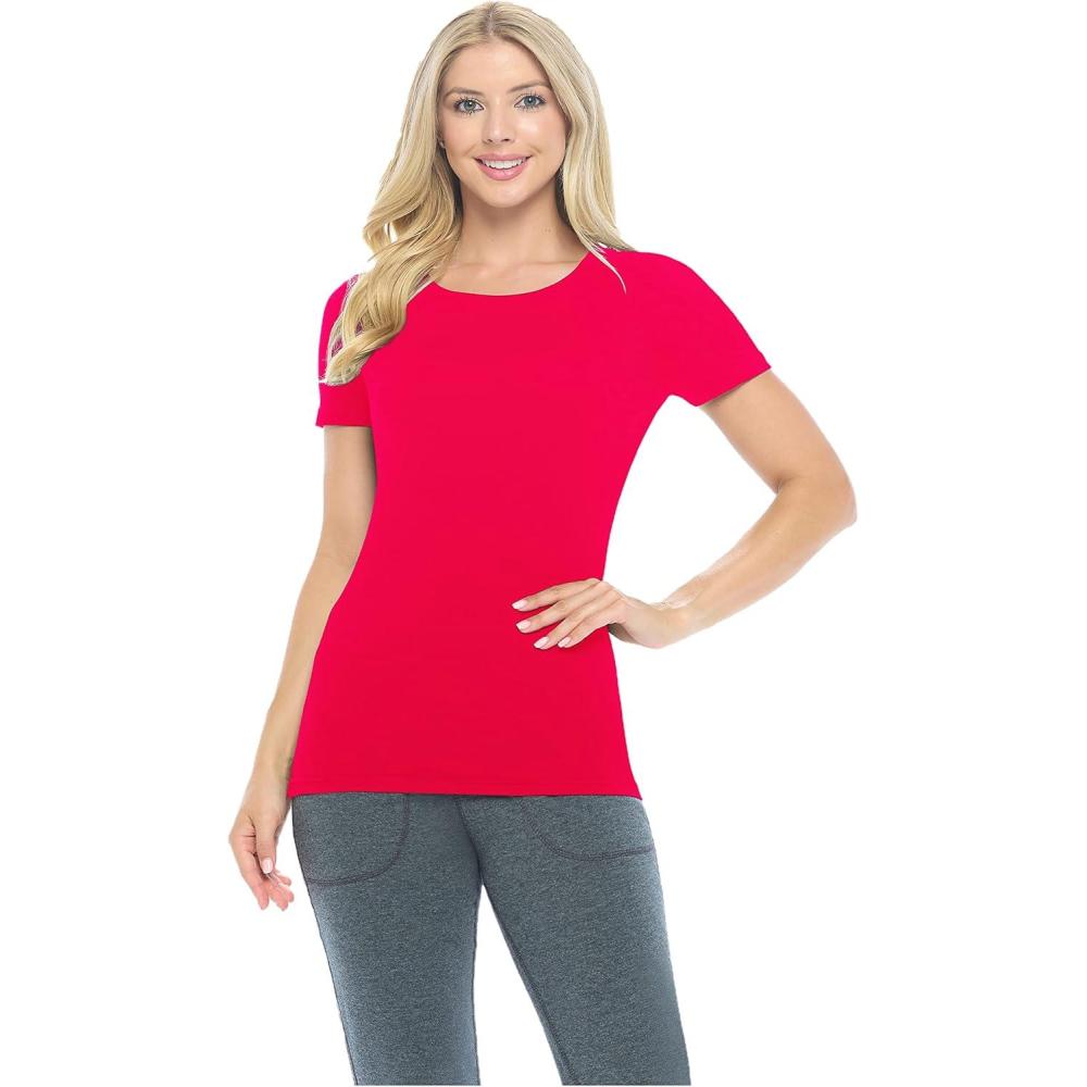 imageNatural Uniforms Womens Short Sleeve Underscrub TShirt Cotton Blend Scrub Base Layer for Nurses amp Medical ProfessionalsRed