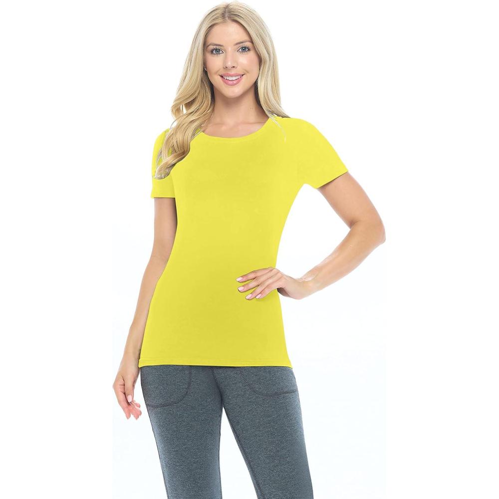 imageNatural Uniforms Womens Short Sleeve Underscrub TShirt Cotton Blend Scrub Base Layer for Nurses amp Medical ProfessionalsYellow