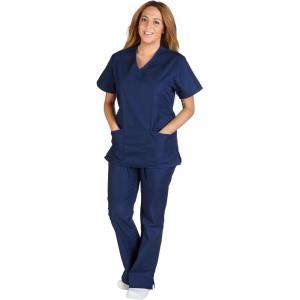 M&M Scrubs Women Mock Wrap/Flare Pant Set Medical Scrub Set(Royal Blue)