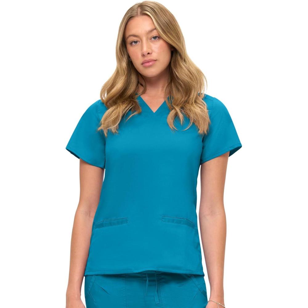 imageSoft Premium VNeck Professional Workwear Women Top Junior Fit 8117Teal