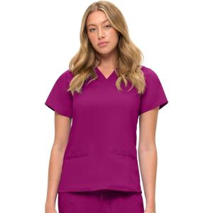 Soft Premium V-Neck Professional Workwear Women Top Junior Fit 8117(Burgundy)