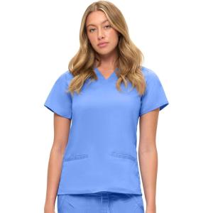 Soft Premium V-Neck Professional Workwear Women Top Junior Fit 8117(Ceil Blue)