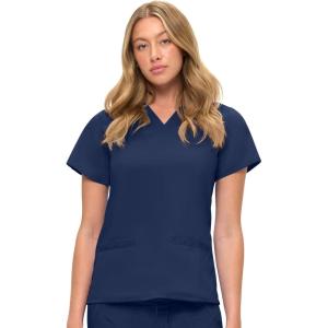 Soft Premium V-Neck Professional Workwear Women Top Junior Fit 8117(True Navy Blue)
