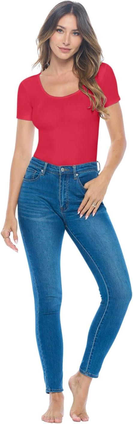 imageNatural Uniforms Short Sleeve Scoop Neck Body SuitBreathable Cotton StretchRed