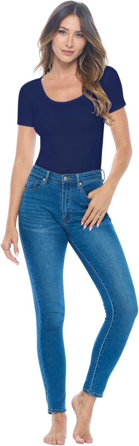 imageNatural Uniforms Short Sleeve Scoop Neck Body SuitBreathable Cotton StretchTrue Navy Blue