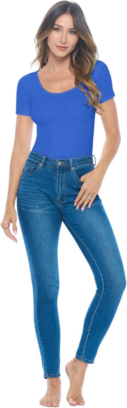 imageNatural Uniforms Short Sleeve Scoop Neck Body SuitBreathable Cotton StretchTrue Royal Blue