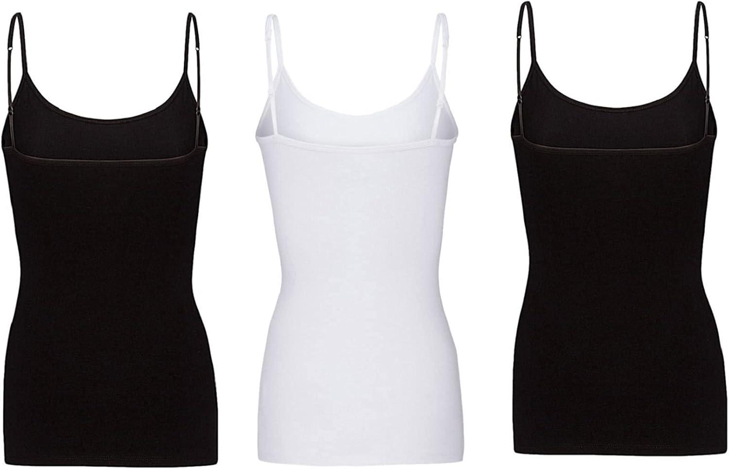 imageNatural Uniforms Womens Camisole Tank TopBreathable Cotton Stretch Multi Pack of 3BlackWhiteBlack