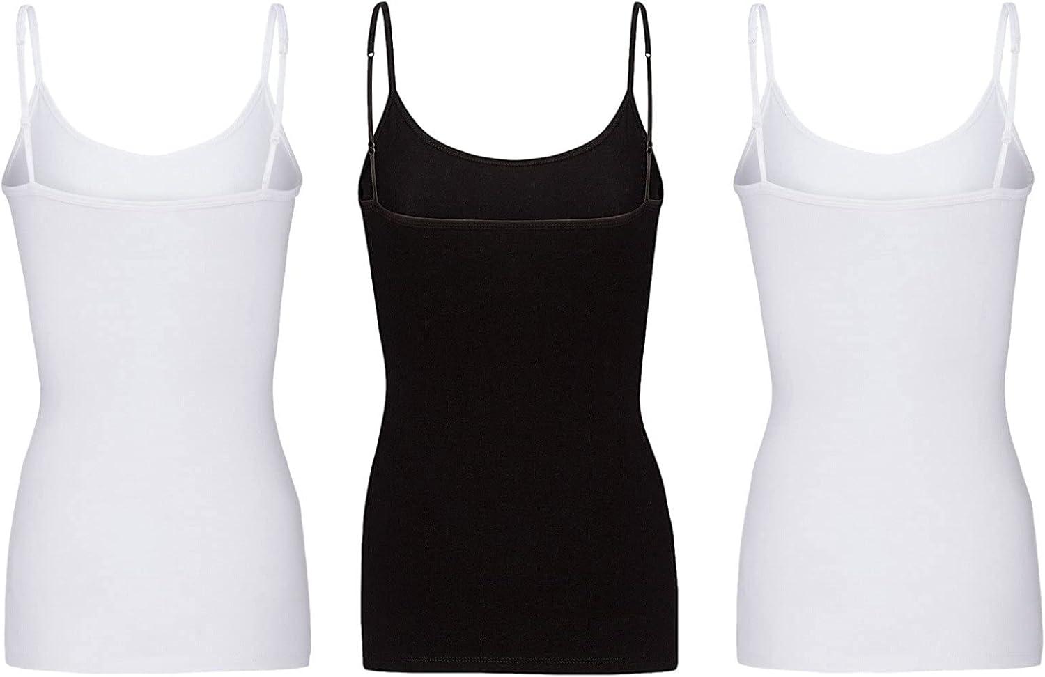 imageNatural Uniforms Womens Camisole Tank TopBreathable Cotton Stretch Multi Pack of 3WhiteBlackWhite