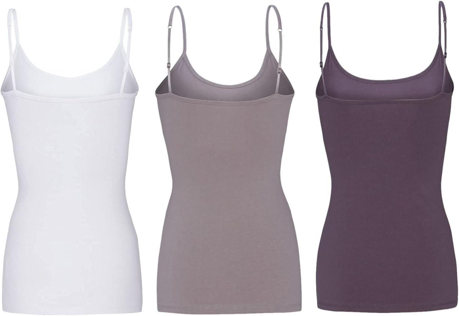 imageNatural Uniforms Womens Camisole Tank TopBreathable Cotton Stretch Multi Pack of 3WhiteGreyCharcoal