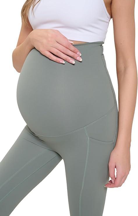 imageNatural Uniforms Womens Maternity High Waist Bottom Lifting Nylon Yoga LeggingsAgave Green