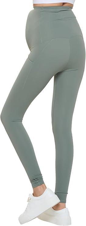 imageNatural Uniforms Womens Maternity High Waist Bottom Lifting Nylon Yoga LeggingsAgave Green