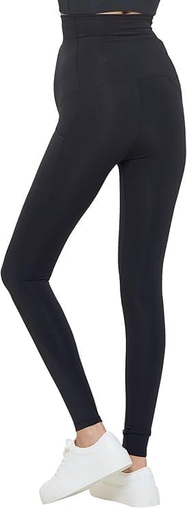 imageNatural Uniforms Womens Maternity High Waist Bottom Lifting Nylon Yoga LeggingsBlack