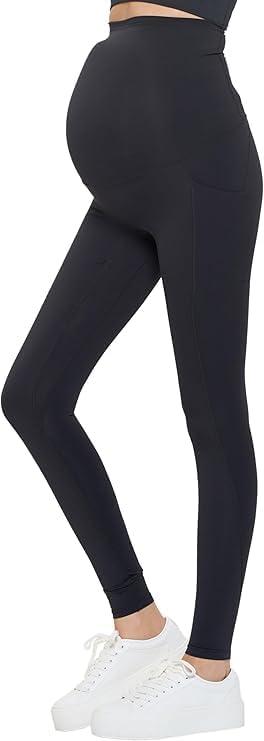 imageNatural Uniforms Womens Maternity High Waist Bottom Lifting Nylon Yoga LeggingsBlack