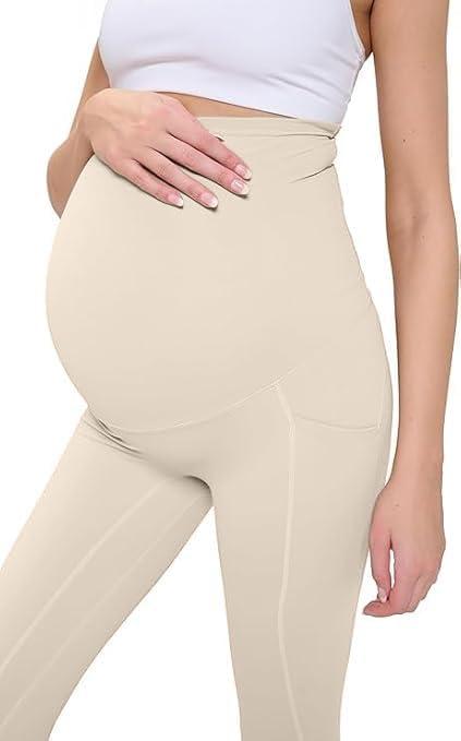 imageNatural Uniforms Womens Maternity High Waist Bottom Lifting Nylon Yoga LeggingsBone