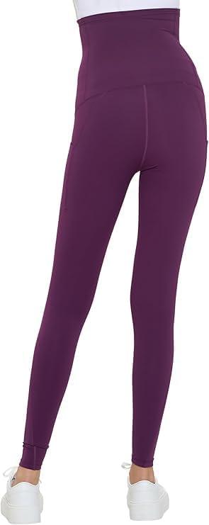 imageNatural Uniforms Womens Maternity High Waist Bottom Lifting Nylon Yoga LeggingsDeep Plum