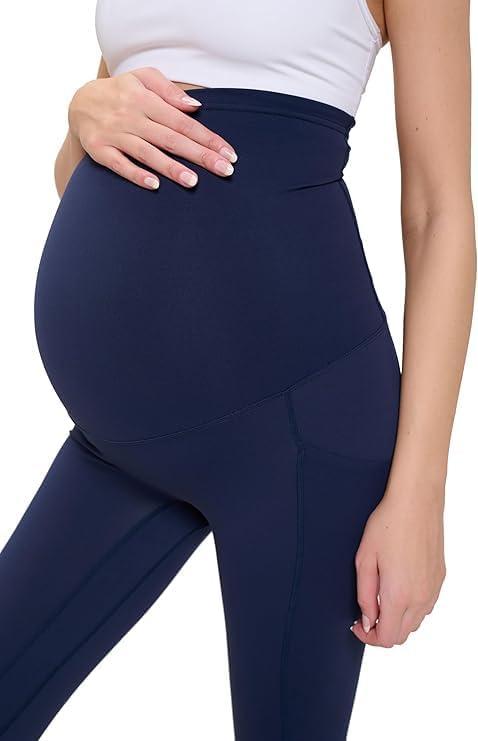 imageNatural Uniforms Womens Maternity High Waist Bottom Lifting Nylon Yoga LeggingsMidnight Navy