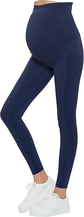 imageNatural Uniforms Womens Maternity High Waist Bottom Lifting Nylon Yoga LeggingsMidnight Navy