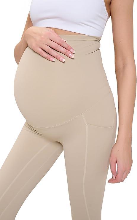 imageNatural Uniforms Womens Maternity High Waist Bottom Lifting Nylon Yoga LeggingsSand
