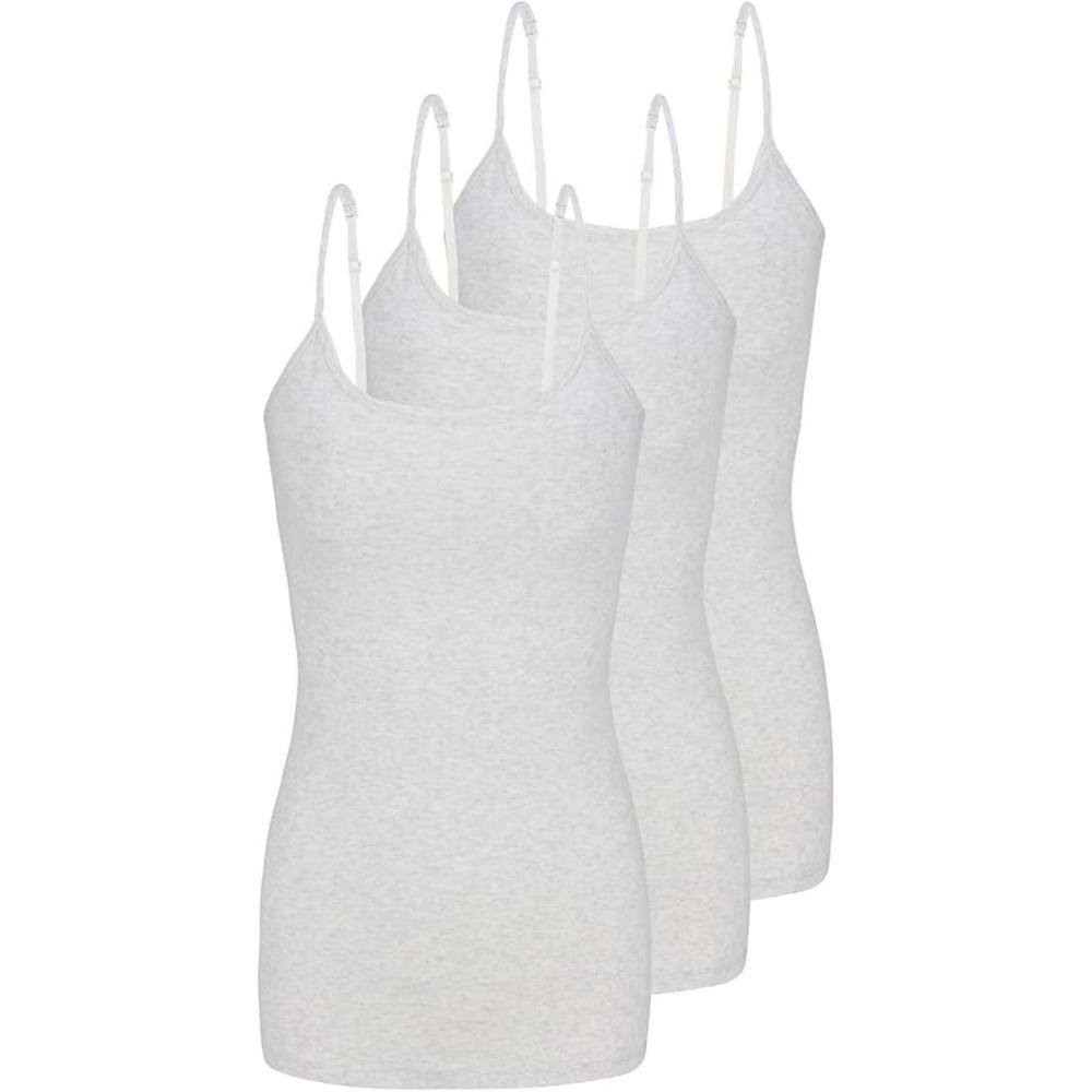 imageNatural Uniforms Womens Camisole Tank TopBreathable Cotton Stretch Multi Pack of 3Heather Grey