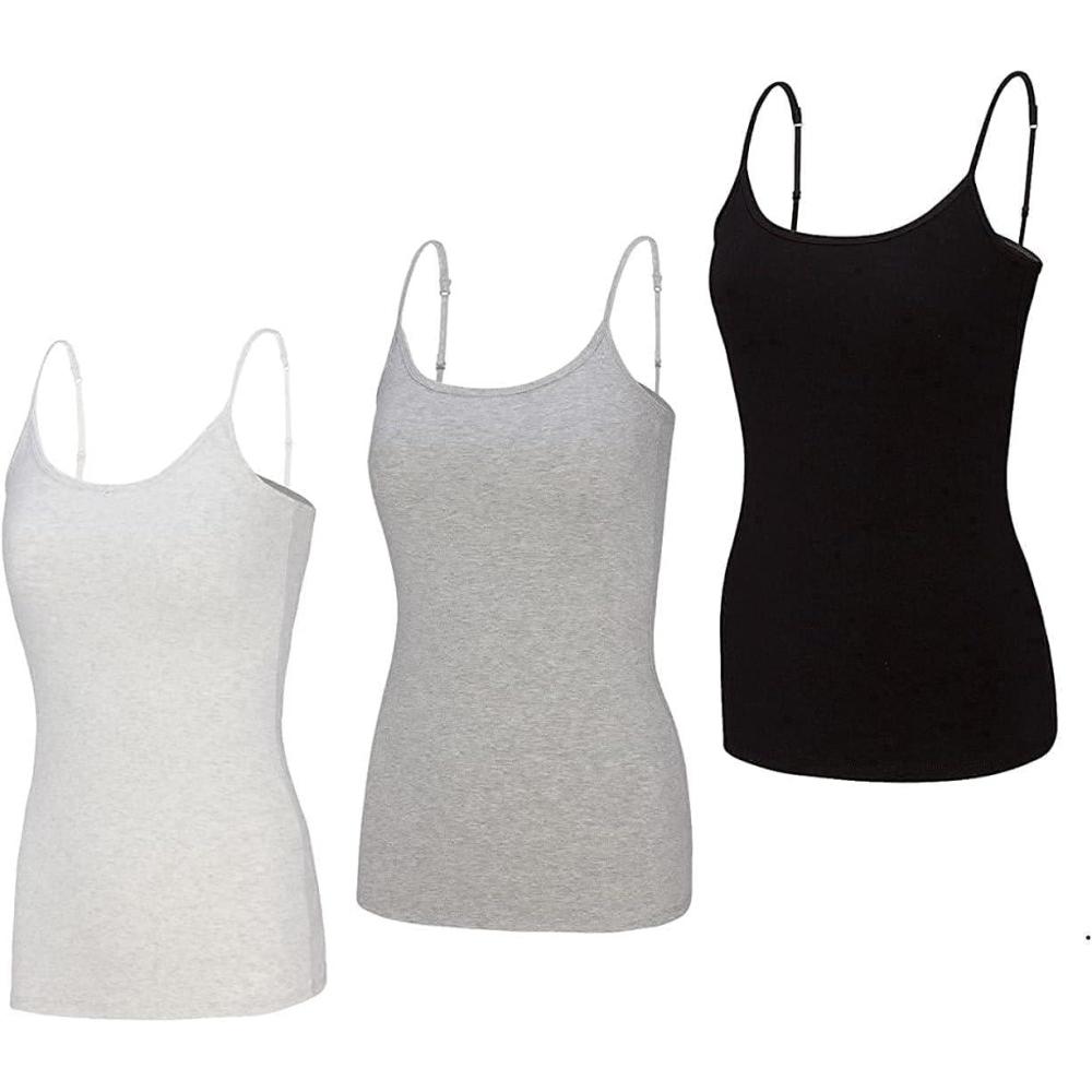 imageNatural Uniforms Womens Camisole Tank TopBreathable Cotton Stretch Multi Pack of 3Heather GreyHeather CharcoalBlack