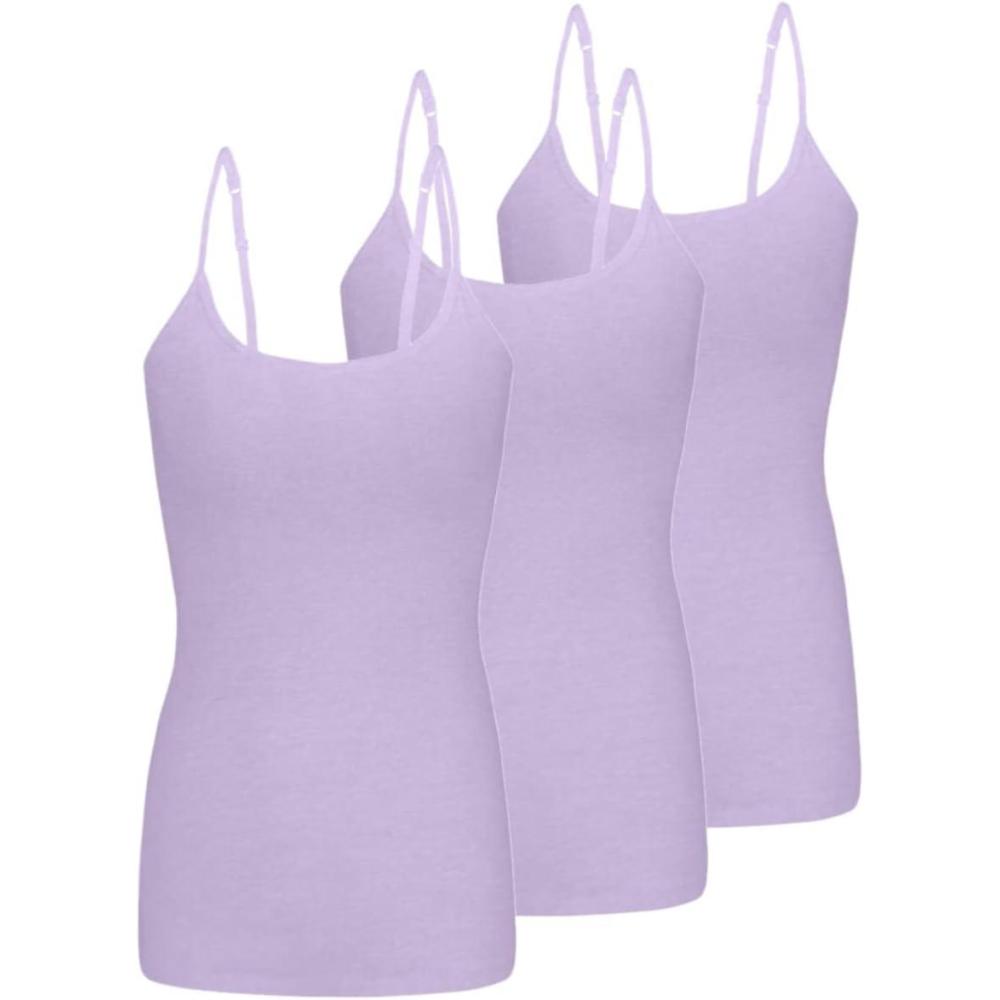imageNatural Uniforms Womens Camisole Tank TopBreathable Cotton Stretch Multi Pack of 3Lavender