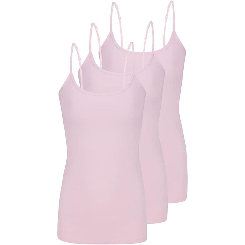 imageNatural Uniforms Womens Camisole Tank TopBreathable Cotton Stretch Multi Pack of 3Pink