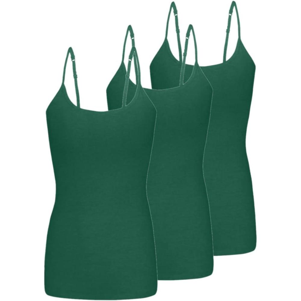 imageNatural Uniforms Womens Camisole Tank TopBreathable Cotton Stretch Multi Pack of 3True Hunter Green