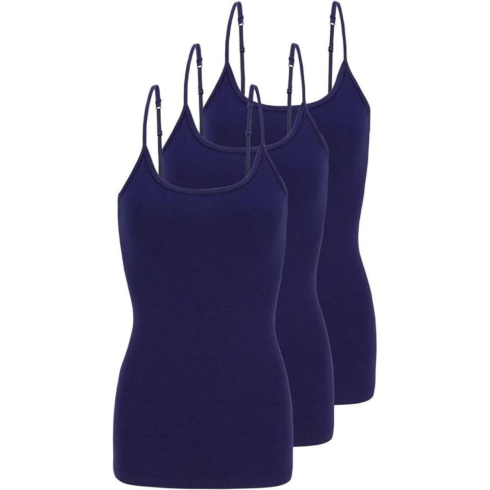 imageNatural Uniforms Womens Camisole Tank TopBreathable Cotton Stretch Multi Pack of 3True Navy Blue