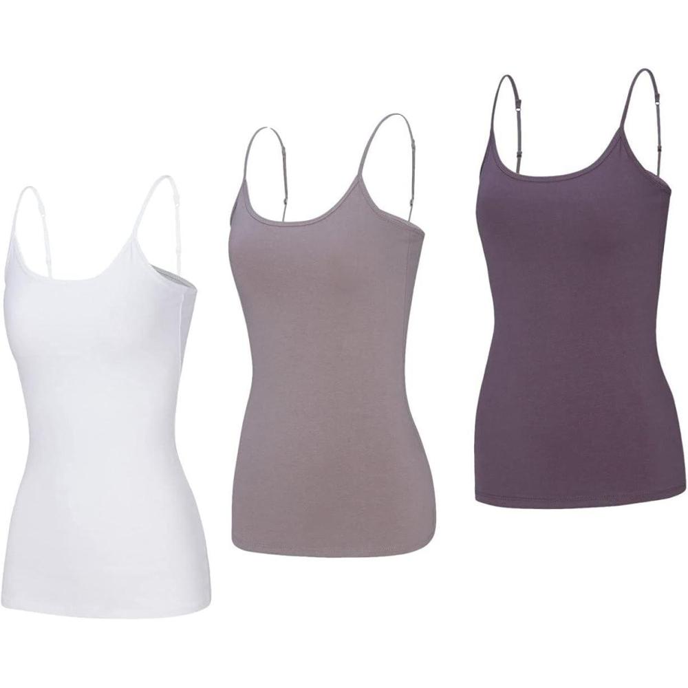 imageNatural Uniforms Womens Camisole Tank TopBreathable Cotton Stretch Multi Pack of 3WhiteGreyCharcoal