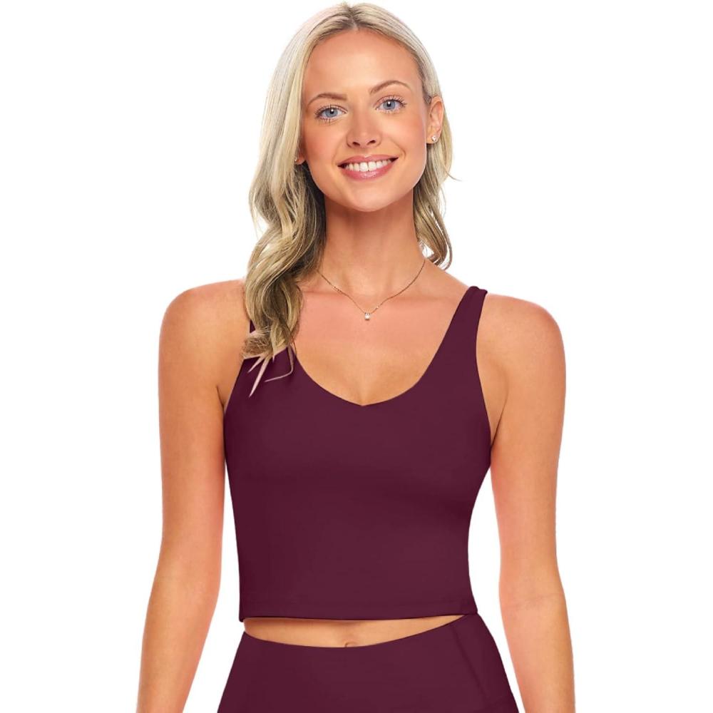 imageNatural Uniforms Womens Longline Wirefree Padded Medium Support Sports BraBurgundy