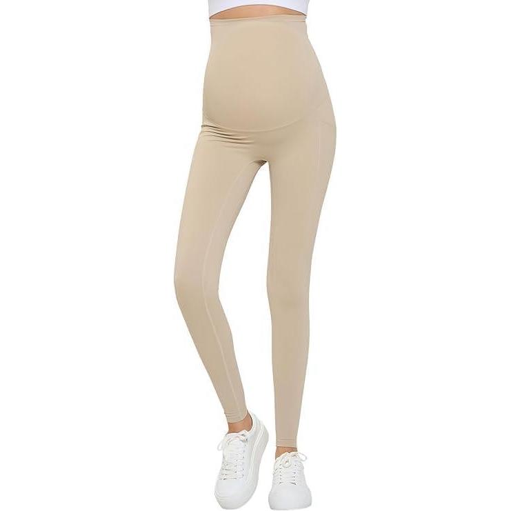 imageNatural Uniforms Womens Maternity High Waist Bottom Lifting Nylon Yoga LeggingsSand