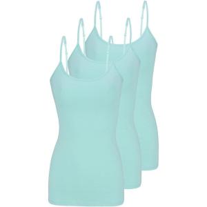 Natural Uniforms Women’s Camisole Tank Top-Breathable Cotton Stretch Multi Pack of 3(Aqua)