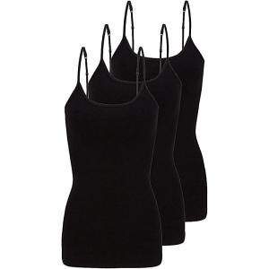 Natural Uniforms Women’s Camisole Tank Top-Breathable Cotton Stretch Multi Pack of 3(Black)