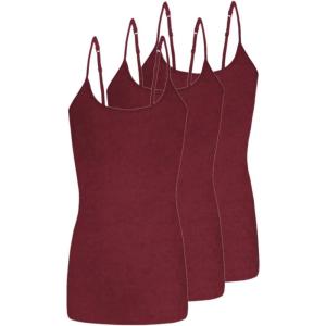 Natural Uniforms Women’s Camisole Tank Top-Breathable Cotton Stretch Multi Pack of 3(Burgundy)