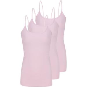 Natural Uniforms Women’s Camisole Tank Top-Breathable Cotton Stretch Multi Pack of 3(Pink)