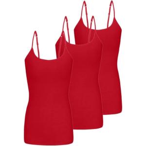 Natural Uniforms Women’s Camisole Tank Top-Breathable Cotton Stretch Multi Pack of 3(Red)