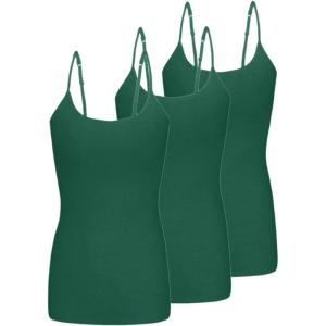 Natural Uniforms Women’s Camisole Tank Top-Breathable Cotton Stretch Multi Pack of 3(True Hunter Green)