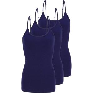 Natural Uniforms Women’s Camisole Tank Top-Breathable Cotton Stretch Multi Pack of 3(True Navy Blue)