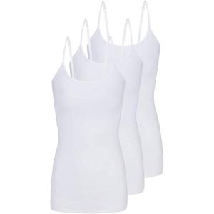 Natural Uniforms Women’s Camisole Tank Top-Breathable Cotton Stretch Multi Pack of 3(White)