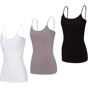 Natural Uniforms Women’s Camisole Tank Top-Breathable Cotton Stretch Multi Pack of 3(White/Grey/Black)