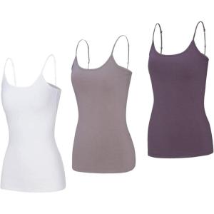 Natural Uniforms Women’s Camisole Tank Top-Breathable Cotton Stretch Multi Pack of 3(White/Grey/Charcoal)