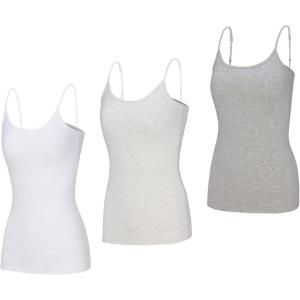 Natural Uniforms Women’s Camisole Tank Top-Breathable Cotton Stretch Multi Pack of 3(White/Heather Grey/Heather Charcoal)