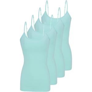 Natural Uniforms Women’s Camisole Tank Top-Breathable Cotton Stretch Multi Pack of 4(Aqua)