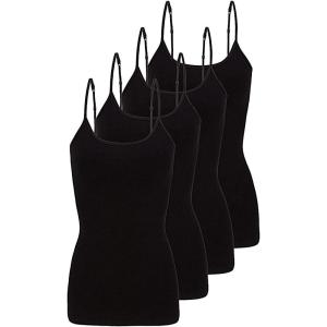 Natural Uniforms Women’s Camisole Tank Top-Breathable Cotton Stretch Multi Pack of 4(Black)