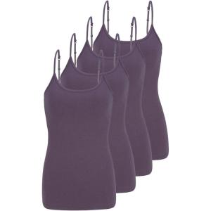 Natural Uniforms Women’s Camisole Tank Top-Breathable Cotton Stretch Multi Pack of 4(Charcoal)