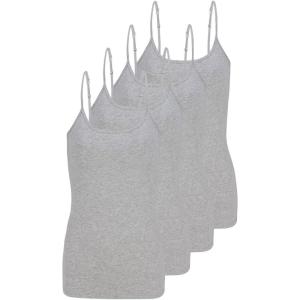 Natural Uniforms Women’s Camisole Tank Top-Breathable Cotton Stretch Multi Pack of 4(Heather Charcoal)