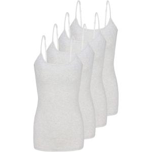 Natural Uniforms Women’s Camisole Tank Top-Breathable Cotton Stretch Multi Pack of 4(Heather Grey)